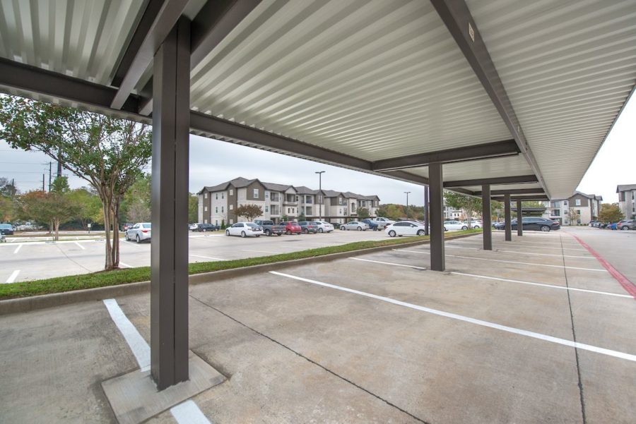 parking lot at forum at denton station apartments